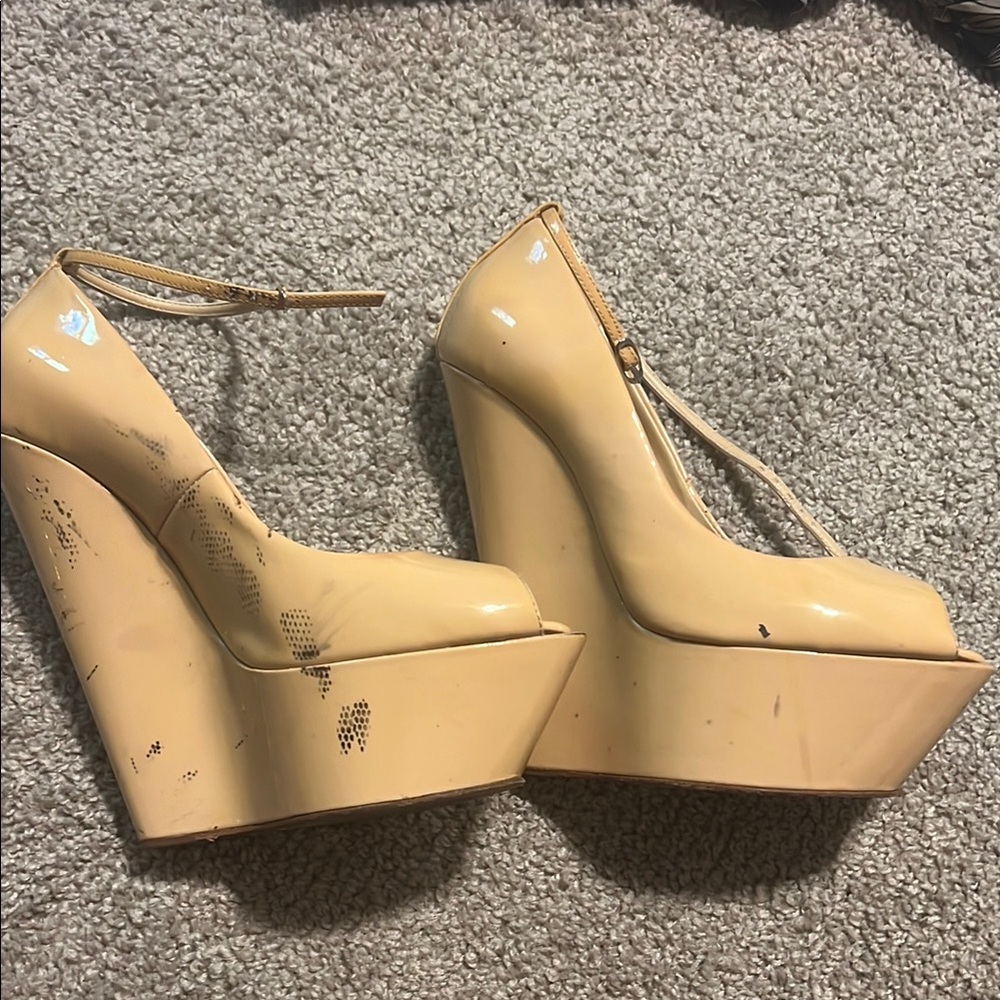 Worn Giuseppe Zanotti Cream Platform Shoes